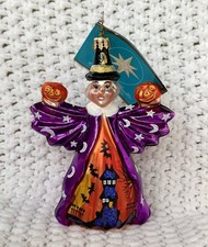 Vintage Retired Chris Radko Witch Switchery House Halloween Glass Ornament 5” picture