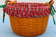 Vintage Longaberger 1993 Apple Basket, Plaid Liner, and Protector 13.5 Inch picture