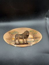 Vintage Castone Copper Oval Wall Plaque Male Lion 3D Resin Safari Wildlife picture