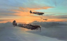 Eagle Force by Robert Taylor Aviation art signed by 3 WWII Eagle Squadron Pilots picture