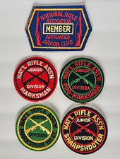 5pc National Rifle Association NRA Junior Division Embroidered Patches 1940 1950 picture