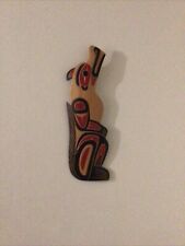 Wolf Pacific Northwest Salish Coast Native Artist Signed large  wood Carving BC picture