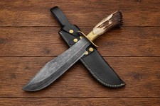Inglorious Bastards Aldo Raine Antler Handle Bowie Knife With Leather Sheath picture