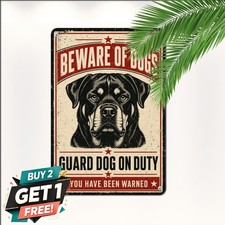 Beware of Guard Rottweiler Sign Vintage Property Security Metal Tin Plaque picture