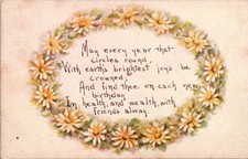 Antique Postcard Birthday Daisies Earth Brightest Joy Find Thee FA Owen Co 1911 picture