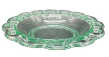 Green Vaseline Depression Glass Open Lace Edge Dish Uranium Glow picture