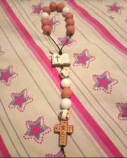  beaded Christian Rosary Necklace with crucifix cross and Bible charm picture