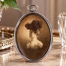 Wonderful Antique Victorian Sterling Silver Oval Picture Frame Victorian Woman picture