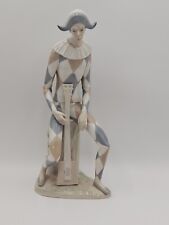 Nao by Lladro Figurine Gloss Finish Large Sad Harlequin Jester with Mandolin 16
