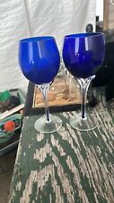 Large Tall Stem Blue Wine Glasses picture