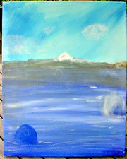 Chintamani orbs rising from Lake Manasarovar Mt. Kailash Buddhism art painting O picture