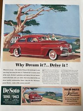 1941 vintage De Soto automobile print ad, World War II era picture