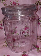 Antique 1915 Glass Tobacco Humidor Jar w/ Lid 12-Sided Dodecagon picture