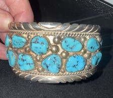 WOW vintage TOMMY MOORE Native America NAVAJO sterling TURQUOISE 96gr BRACELET picture