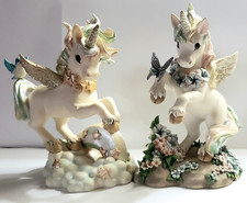 Vintage Lot of 2 Unicorn Figurine Rainbow Dreams Hamilton Pegasus Horse picture