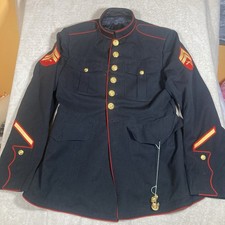 Vtg USMC US Military Dress Coat Corporal Wool Gabardine No Belt *Missing Buttons picture