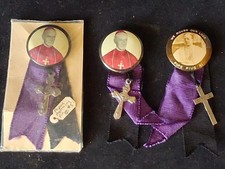 1939 Papal Mourning Ribbons & Pins Pope Pius XI - Vintage Crucifix Lot of (3) picture
