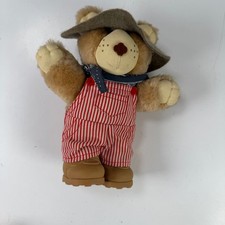 Furskins Plush Bear Farmer Overalls Hat 1986 Appalachian Artwork W2007 picture