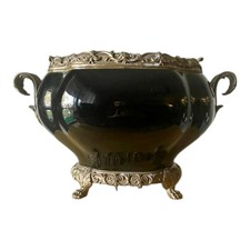 Vintage CASTILIAN IMPORTS Ornate PORCELAIN & BRONZE Vase FOOTEDCastilian   picture