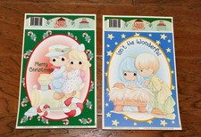 RARE Lot 2 Precious Moments 1998 Window Cling Decoration Merry Christmas Holiday picture