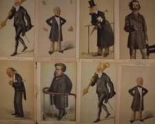 Vanity Fair 1870 1873 Men of the Day Caricatures Lot of 8 Antique Prints picture