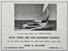 John A McAleer Riverside RI Raven Sailing Boats Vintage Print Ad 1950 picture