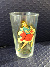 Vintage Antique 40s Pinup Dress Girl Peek-A-Boo Risque Novelty Cocktail Glass picture
