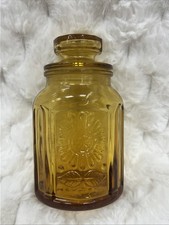 Vtg Wheaton NJ Sunflower  Amber Glass VINTAGE Jar Small Kitchen Canister picture