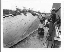 SS NORMANDIE USS LAFAYETTE 1942 Vintage Press Photo Cruise Ship Liner 8.5x6.5in picture