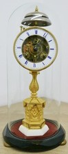 Rare Antique French 1827 Pons 1/4 Striking Pillar Skeleton Mantle Clock & Dome picture