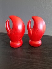 Vintage Red Ceramic Lobster Claw Salt and Pepper Shakers picture