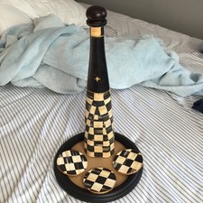 MACKENZIE CHILDS INSPIRED Courtly Checked 1952 TEQUILA BOTTLE & 3 WOOD COASTERS picture