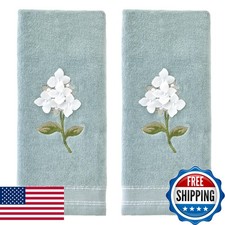 SKL Home Farm Hydrangea Hand Towel Set-2pc, Embroidered, Seafoam picture