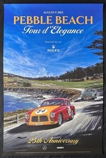 SIGNED 2023 Pebble Beach Concours Tour Poster 1952 ENASA PEGASO Z-102 Layzell picture