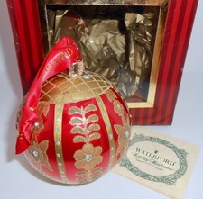 Waterford 2010 HOLIDAY HEIRLOOMS RED FLORAL BALL Christmas Ornament with Box H71 picture