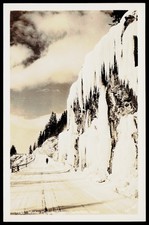 1940s Ross Hall Clark Fork Idaho Winter Highway Scene Ice Cliff RPPC Postcard picture