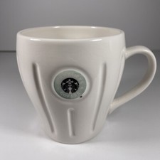 Starbucks 2003 Barista Original Logo Mermaid Coffee Mug Cup 16 oz Ribbed White picture