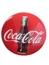 Coca-Cola Disc Metal Button Sign Bullseye Bottle Logo Red Coke Retro 16