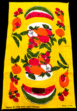 MWT 60s Tea Towel Wall Art CHRIS BASH Fruit picture