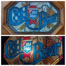 Vintage 1980'S Heileman's Old Style COLD BEER Faux Glass Lighted Bar Sign picture