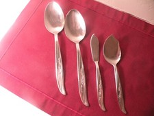 Castle Court Stainless Roseglow 2 Serving Spoons Master Butter Knife picture