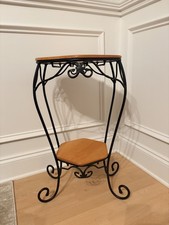 VTG Longaberger Wrought Iron Generations Plant Stand Woodcraft Side Table picture