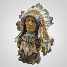 Lipco Polyresin Native American Chief Bust Figurine, 6.5-inch Height picture