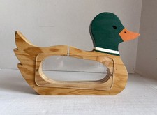Vintage Handmade Wood & Plexiglass Mallard Duck Piggy Bank  10.5