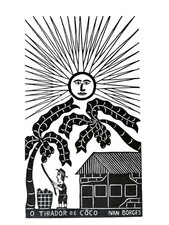 Ivan Borges “O Tirador de Côco” Signed Brazilian Woodcut Print 2006 –12