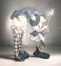 Vintage Harlequin Jester Figurines Pair 17