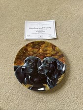 NEW Wedgwood Danbury Mint Two’s Company Black Labradors Plate COA picture
