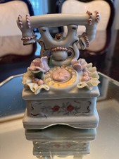 Vintage Ceramic French-style Telephone Trinket Box Made In China picture