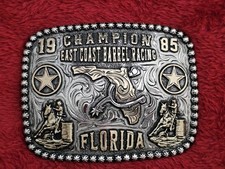 Rodeo Barrel Racer☆RARE☆1995☆The East Coast☆CHAMPION TROPHY BUCKLE☆Florida☆T48 picture