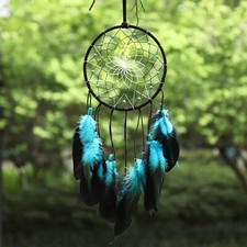 PWYXSA Dream Catcher Handmade Blue Feather Dreamcatchers Wall Hanging Ornamen... picture